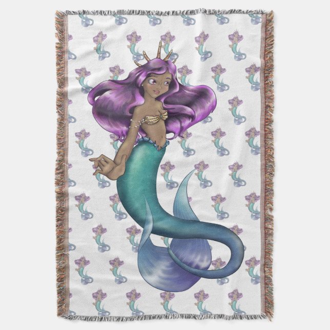 Mermaid Iole Throw Blanket (Front Vertical)