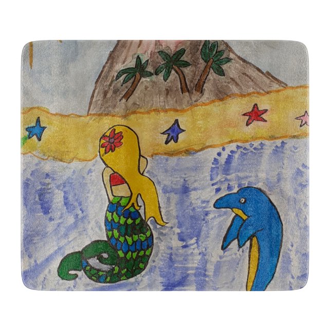 Mermaid Island Chopping Board (Front)
