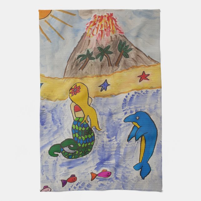Mermaid Island Tea Towel (Vertical)