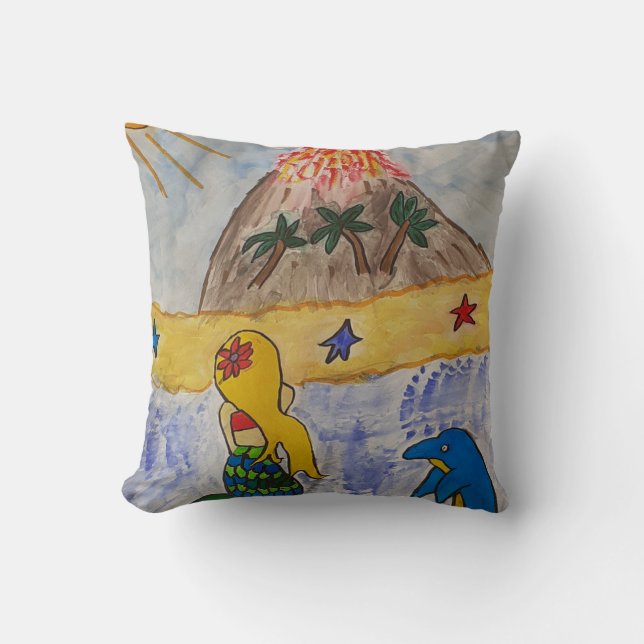 Mermaid Island Throw Cushion (Front)