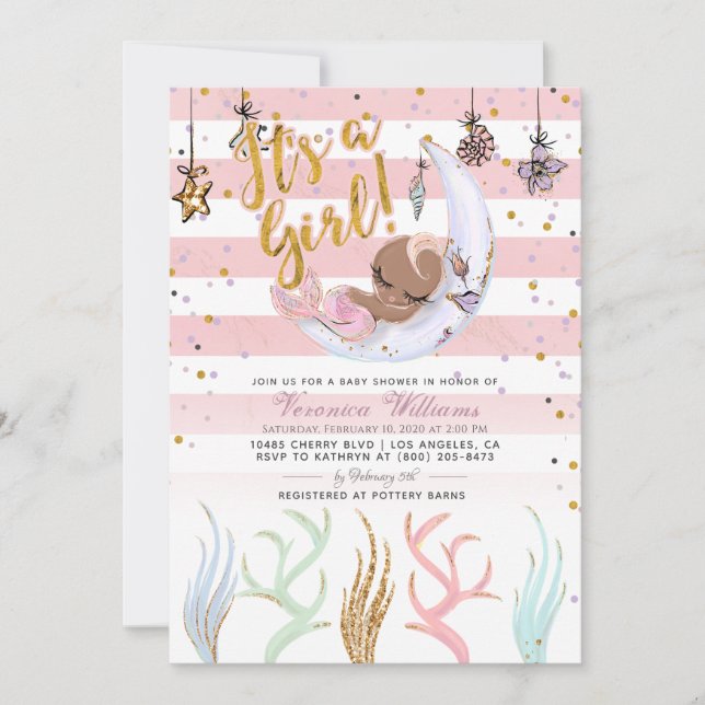 Mermaid It's a Girl Baby Shower Invitation (Front)