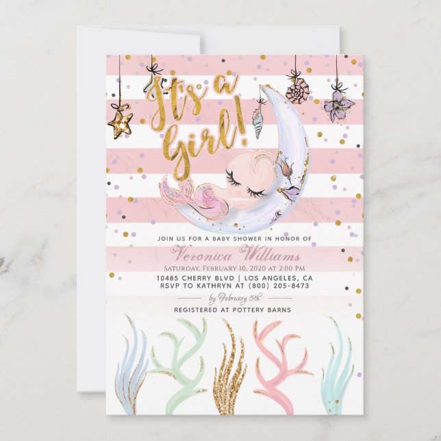 Mermaid It's a Girl Baby Shower Invitation (Front)