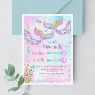 Mermaid Joint Birthday Invitation Under the Sea
