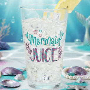 Mermaid Juice Beer Drinking Glass Pint Glitter