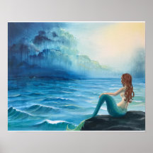 Mermaid Keeping Watch Over Ship at Stormy Sea