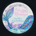 Mermaid Kids Birthday Party Paper Plate<br><div class="desc">Create a captivating tablescape with this beautiful mermaid under the sea birthday party theme paper plates. Most lettering is editable - click the "Customise Further" button to edit. Matching items in our store Cava party design</div>
