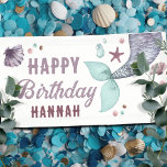 Mermaid Kids Birthday Sea Purple Banner<br><div class="desc">elegant purple,  pink,  and blue sea ocean mermaid watercolor artwork.  Children's mermaid birthday theme. Easy to personalise. Also available as a digital download!</div>