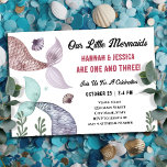 Mermaid Kids Double Birthday Invitation<br><div class="desc">elegant purple,  pink,  and blue sea ocean mermaid watercolor artwork.  Children's mermaid birthday theme. Easy to personalise. Also available as a digital download! double birthday joint birthday</div>