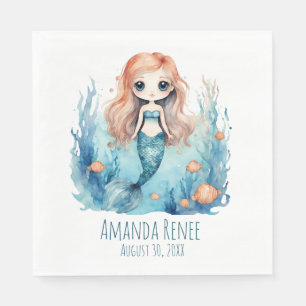 Mermaid Kids Girl Paper Party Napkins