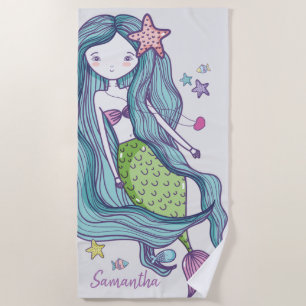 Mermaid Kids Personalised Beach Towel