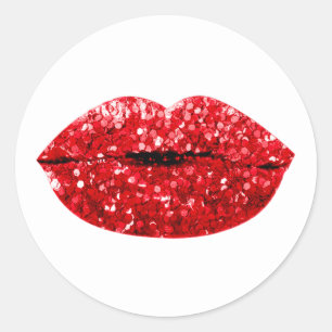 Mermaid Kiss Lips Makeup Artist Red Thank You Classic Round Sticker