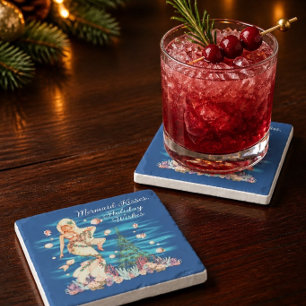 Mermaid Kisses, Holiday Wishes Stone Coaster