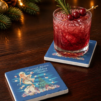 Mermaid Kisses, Holiday Wishes Stone Coaster