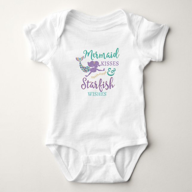 Mermaid Kisses & Starfish Wishes Baby TuTu Shirt (Front)