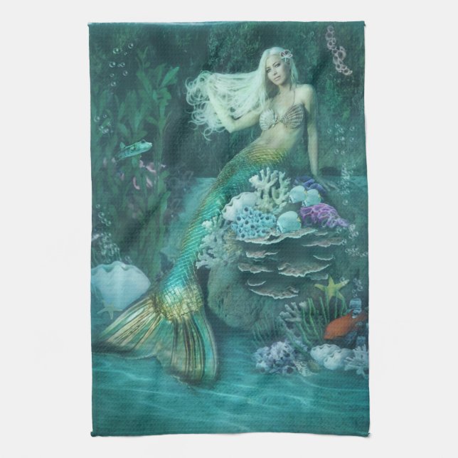 Mermaid Lagoon Tea Towel (Vertical)