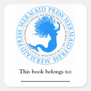 Mermaid Literary Quote Bookplate Square Sticker