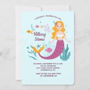 Mermaid Love Birthday Invitation