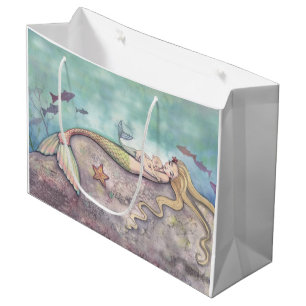 Mermaid Lullaby Mother and Baby Mermaid Fantasy Large Gift Bag