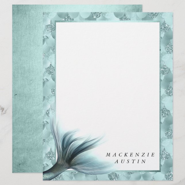 Mermaid Luxe Tail | Seafoam Mint Green Aqua Custom (Front/Back)
