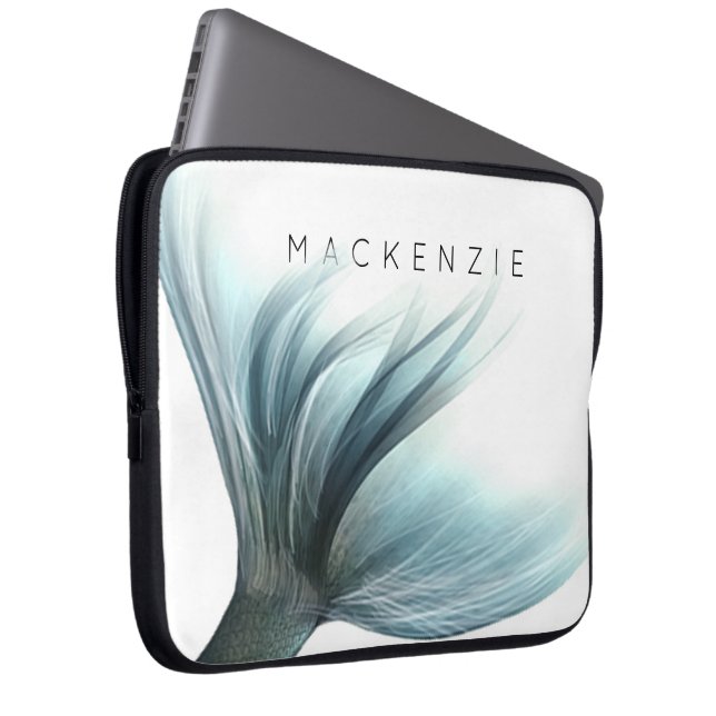 Mermaid Luxe Tail | Seafoam Mint Green Aqua Custom Laptop Sleeve (Front Right)
