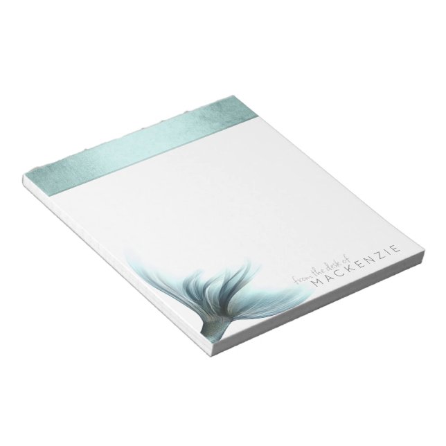 Mermaid Luxe Tail | Seafoam Mint Green Aqua Custom Notepad (Angled)