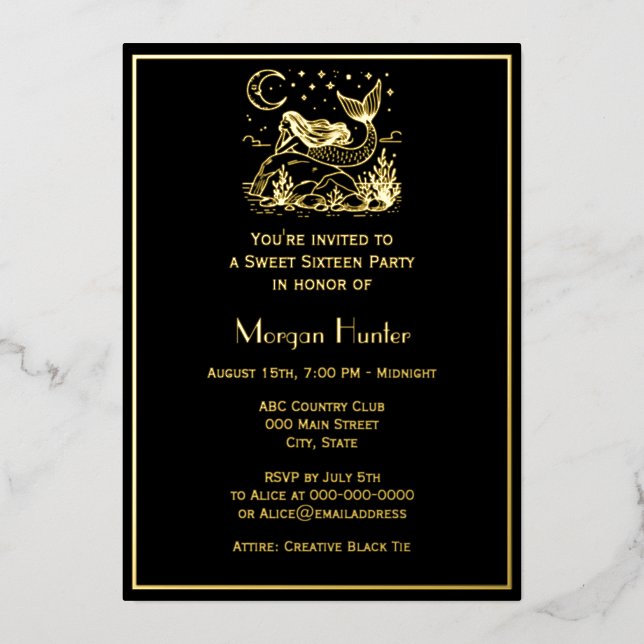 Mermaid Lying on Rock Stars Moon Sweet Sixteen (Front)