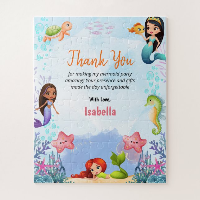 Mermaid Magical Sea Birthday Girl Thank You Five Jigsaw Puzzle (Vertical)