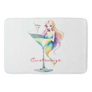 Mermaid Martini Girl Thunder_Cove Bath Mat