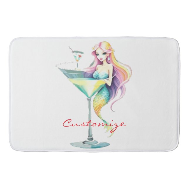 Mermaid Martini Girl Thunder_Cove Bath Mat (Front)