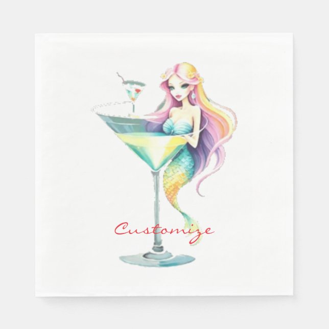 Mermaid Martini Girl Thunder_Cove Napkin (Front)