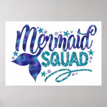 Mermaid - "Mermaid Squad" - Teal Faux Glitter
