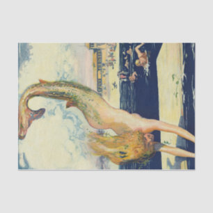 Mermaid / Mermaids Vintage Antique Decoupage Tissue Paper