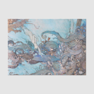 Mermaid / Mermaids Vintage Antique Decoupage Tissue Paper