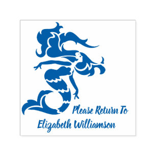 Mermaid Monogram Book Return Self-inking Stamp