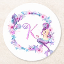 Mermaid Monogram K Coaster