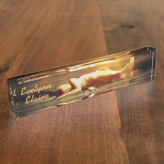 Mermaid moon beach and ocean nameplate (Side)