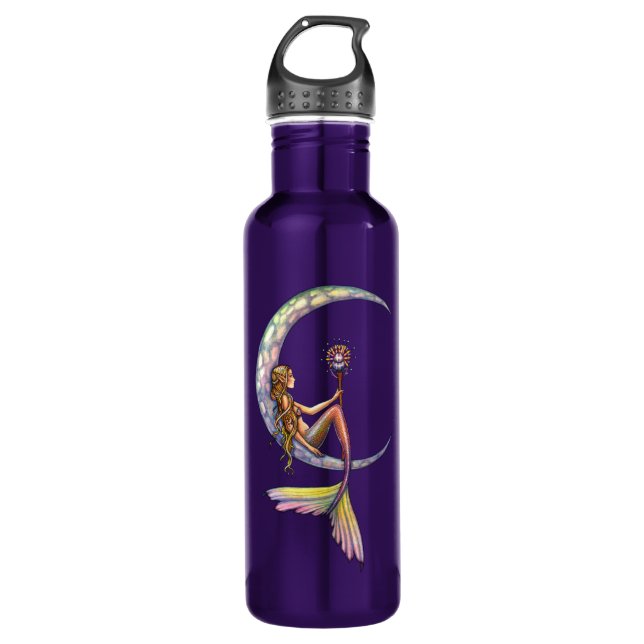 Mermaid Moon Fantasy Art 710 Ml Water Bottle (Front)