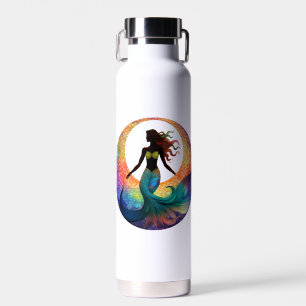 Mermaid Moon Goddess Silhouette   Colourful Coasta Water Bottle