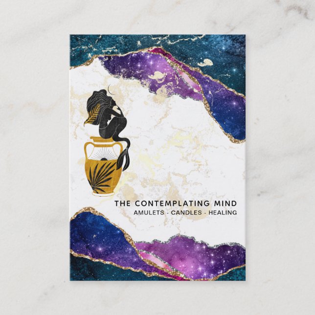 *~* Mermaid Moon Mystic Agate Galaxy Business Card (Front)