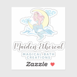 Mermaid Moon Mystical Pink Hair Sea Siren Logo