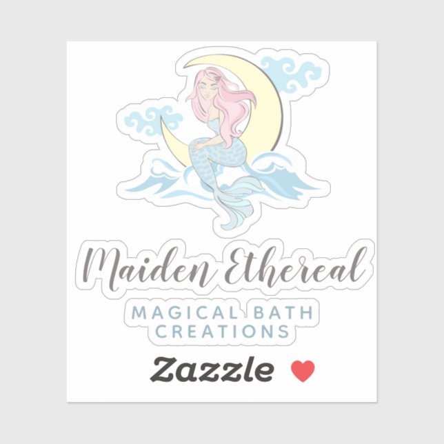 Mermaid Moon Mystical Pink Hair Sea Siren Logo (Sheet)