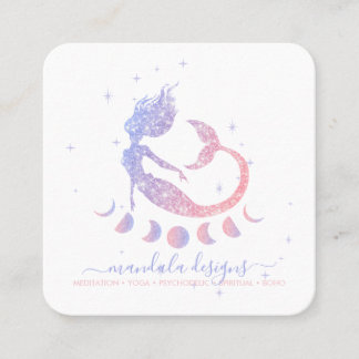 Mermaid moon phrases square business card