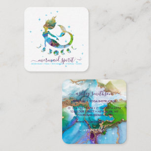Mermaid moon spiritual tarot reading square business card