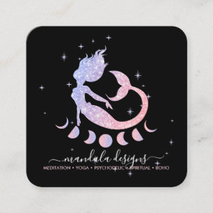 Mermaid moon spiritual tarot reading zodiac square business card