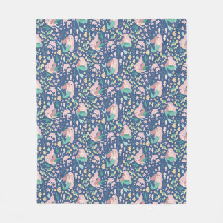 Mermaid Mother Daughter Bonding Ocean Dark Version Fleece Blanket