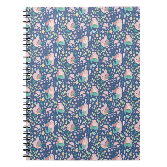 Mermaid Mother Daughter Bonding Ocean Dark Version Notebook (Front)