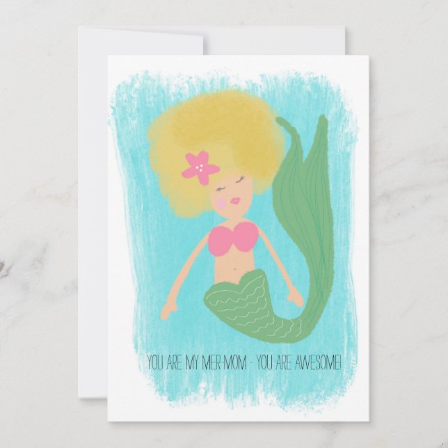 Mermaid Mothers Day 90s Disco Mum Card (Front)