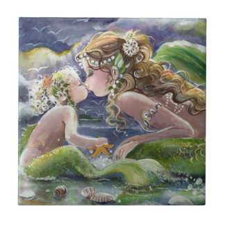 Mermaid mum and child Tile