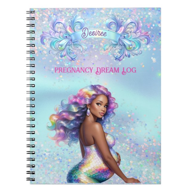 Mermaid Mum Personalised Pregnancy Notebook (Front)