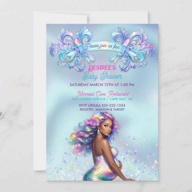 Mermaid Mum Pregnancy Baby Shower Invitation (Front)